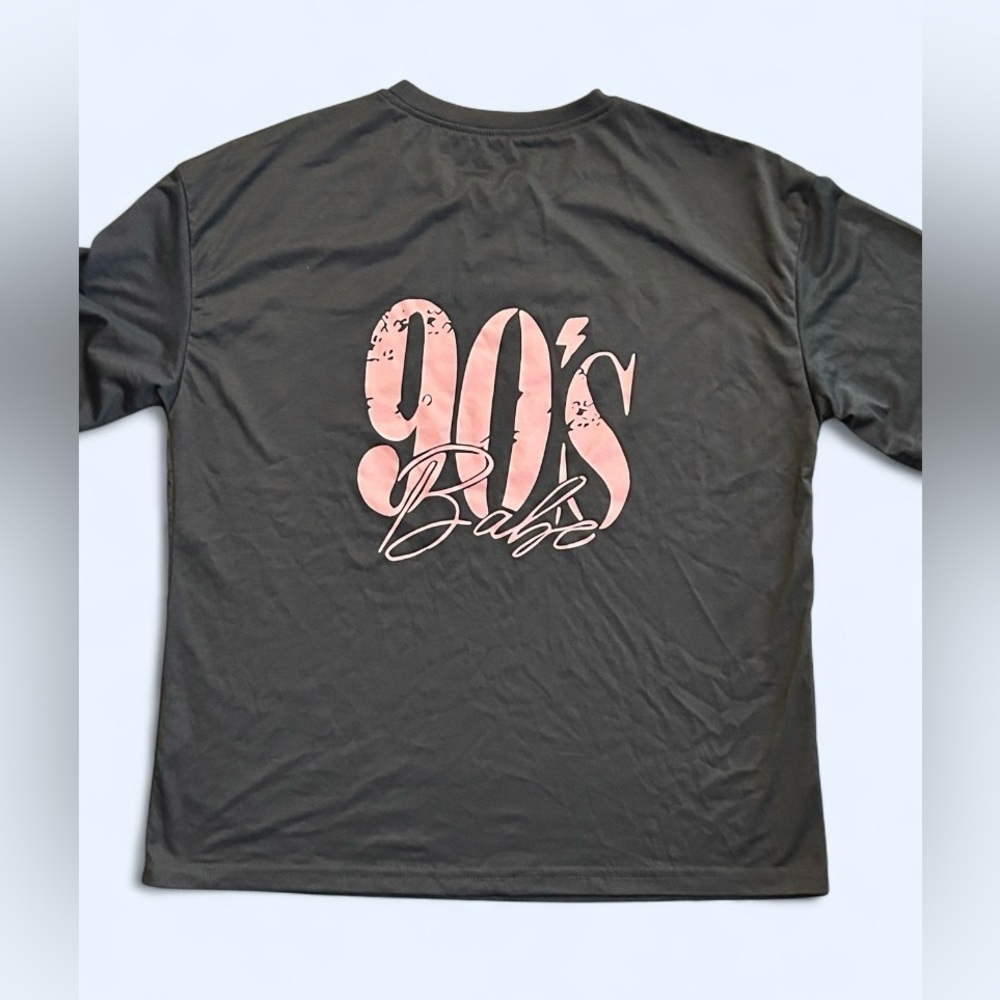 Women's Dark Gray 90s Babe Retro Short Sleeve Graphic T-Shirt - Size Large - NEW